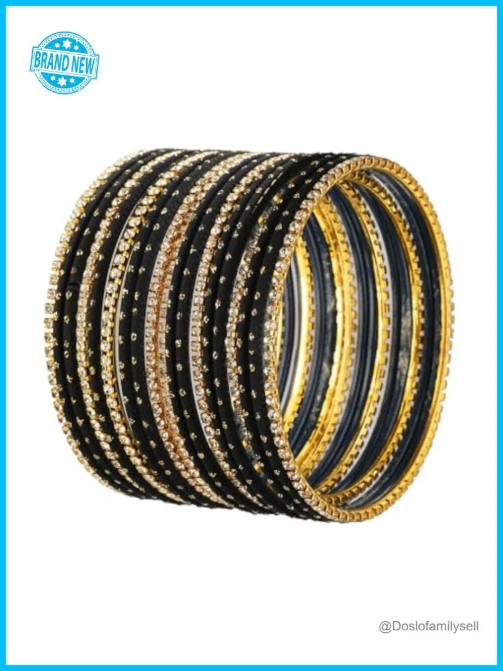 Rhinestone Crystal Bangle Set 20 Piece CZ Plain Metal Bracelet Jewelry